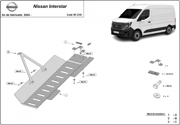 Protezione di acciaio per il EGR, system STOP&GO / catalizzatore/cat lock Nissan Interstar