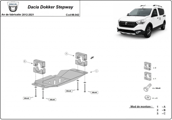 Piastra di acciaio per il sistema Stop & GO, EGR Dacia Dokker Stepway