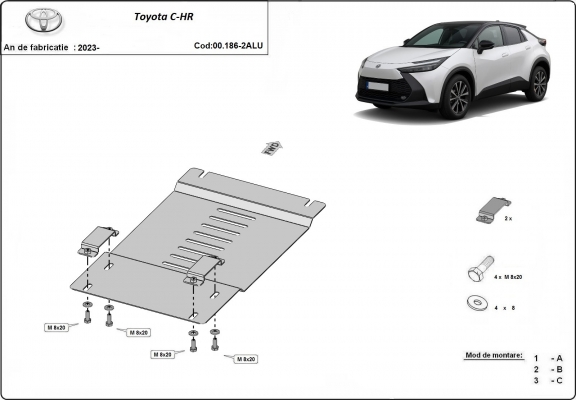 Protezione / blocco catalizzatore in alluminio per Toyota C-HR