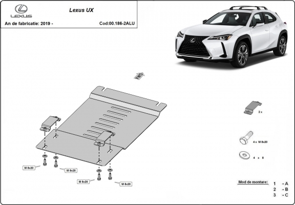 Protezione / blocco catalizzatore in alluminio per Lexus UX