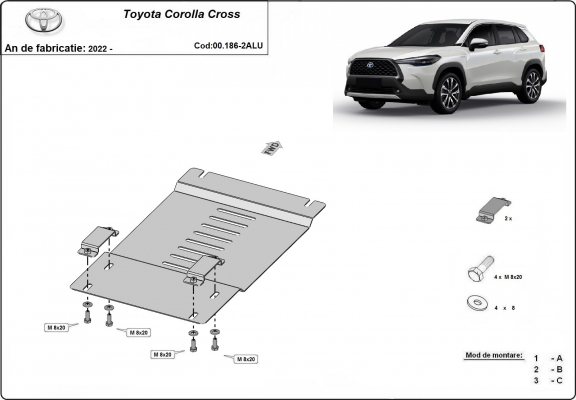 Protezione / blocco catalizzatore in alluminio per Toyota Corolla Cross