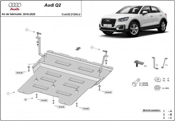 Piastra paramotore di alluminio Audi Q2