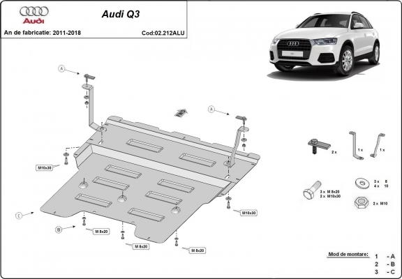 Piastra paramotore di alluminio Audi Q3