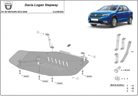 Protezione di acciaio per il serbatoio Dacia Logan Stepway