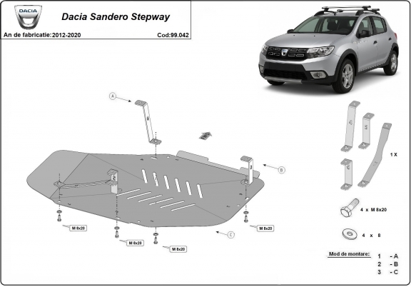 Protezione di acciaio per il serbatoio Dacia Sandero Stepway