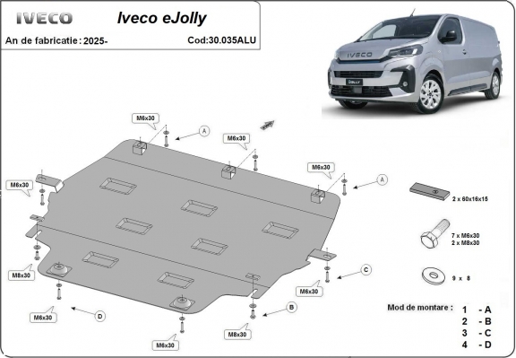 Piastra paramotore di Alluminio Iveco eJolly