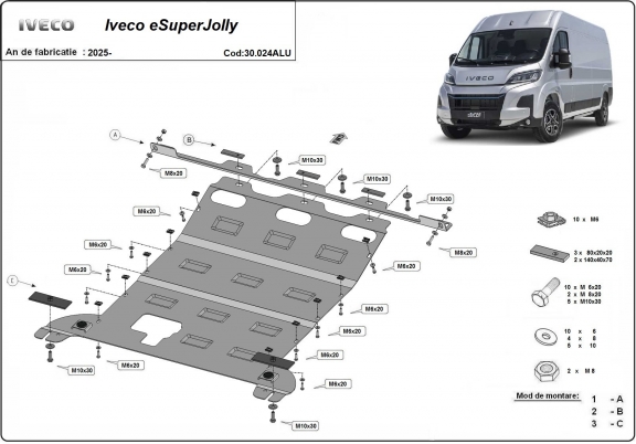 Piastra paramotore di alluminio Iveco eSuperJolly