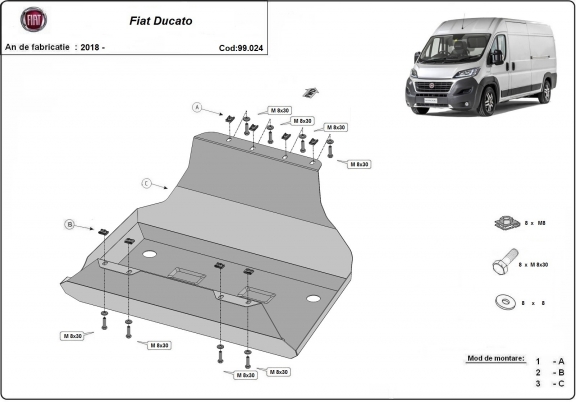 Protezione di acciaio per il serbatoio Fiat Ducato