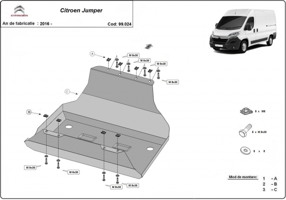Protezione di acciaio per il serbatoio Citroen Jumper