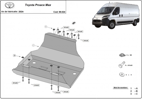 Protezione di acciaio per il serbatoio Toyota Proace Max