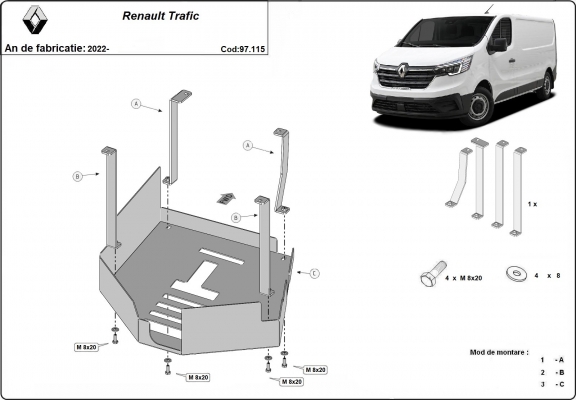 Piastra catalizzatore/cat lock di acciaio Renault Trafic