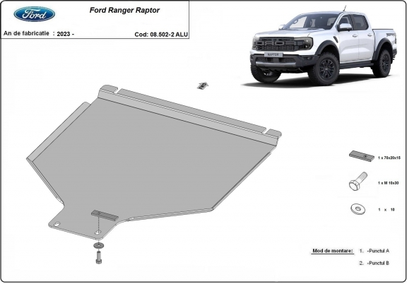 Protezione di alluminio  per il cambio Ford Ranger Raptor