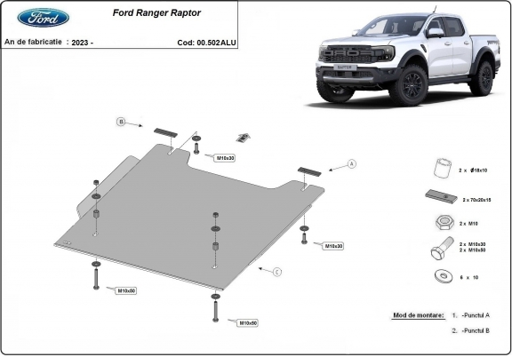 Protezione per la ripartitore Ford Ranger Raptor - Alluminio