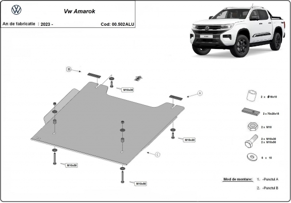 Protezione per la ripartitore Volkswagen Amarok - Alluminio