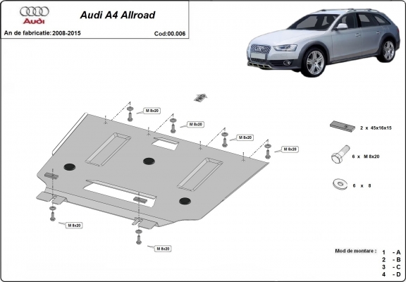 Protezione di acciaio per il cambio Audi A4 B8 All Road