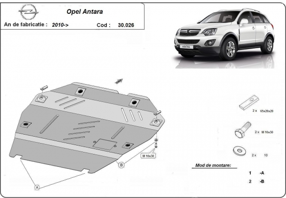 Piastra paramotore di acciaio Opel Antara