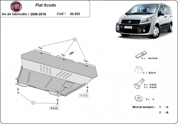 Piastra paramotore di acciaio Fiat Scudo