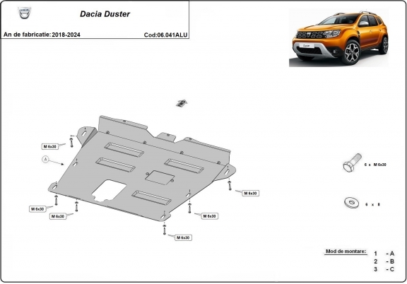 Piastra paramotore di alluminio Dacia Duster