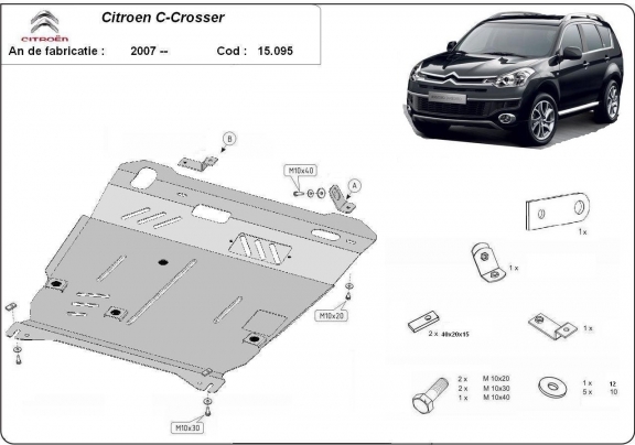 Piastra paramotore di acciaio Citroen C - Crosser