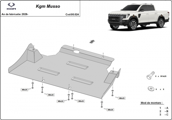 Protezione di acciaio per il cambio KGM Musso