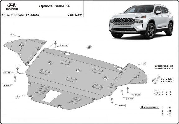 Piastra paramotore di acciaio Hyundai Santa Fe