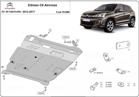 Piastra paramotore di acciaio Citroen C4 Aircross