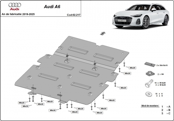 Piastra paramotore di acciaio Audi A6