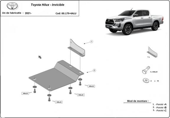 Protezione di alluminio per sensori DPF Toyota Hilux 