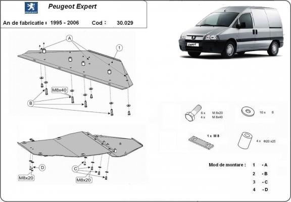 Piastra paramotore di acciaio Peugeot Expert