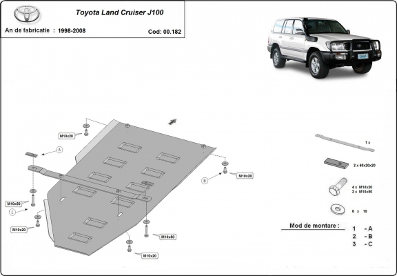 Protezione di acciaio per il cambio Toyota Land Cruiser J100