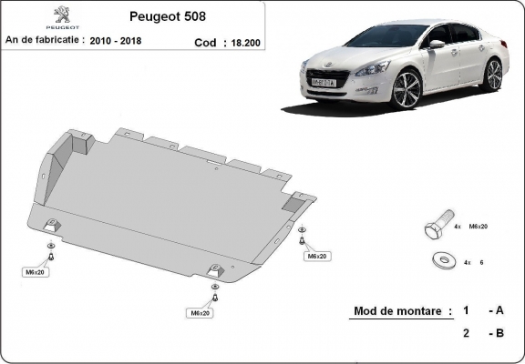 Piastra paramotore di acciaio Peugeot 508
