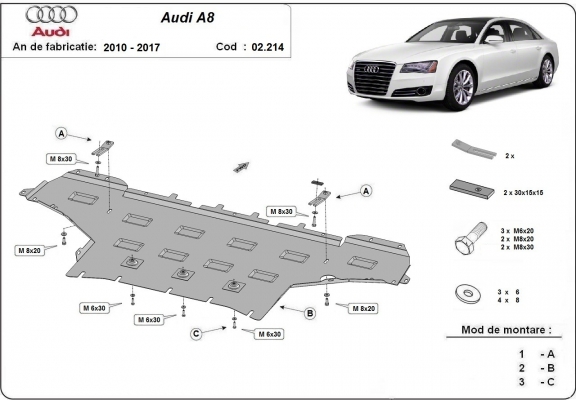 Piastra paramotore di acciaio Audi A8