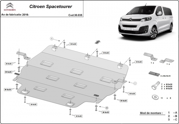 Piastra paramotore di acciaio Citroen Spacetourer