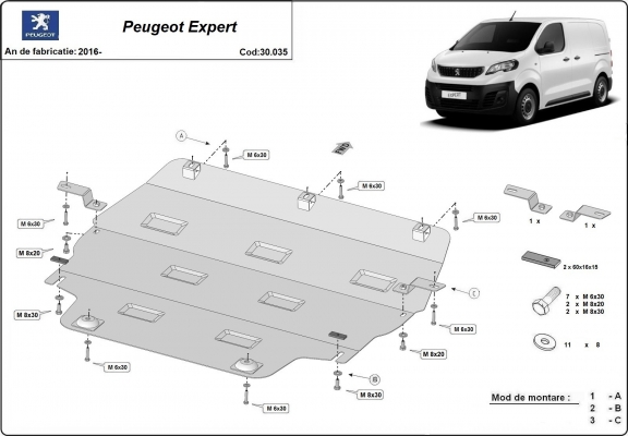 Piastra paramotore di acciaio Peugeot Expert