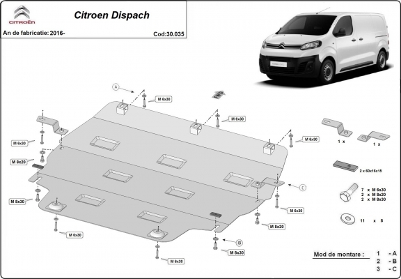 Piastra paramotore di acciaio Citroen Dispatch