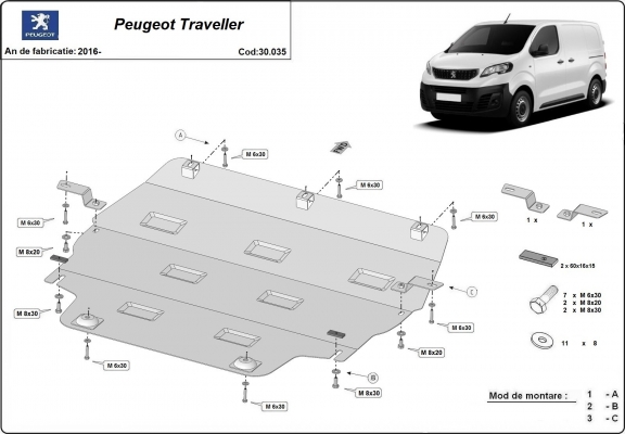 Piastra paramotore di acciaio Peugeot Traveller