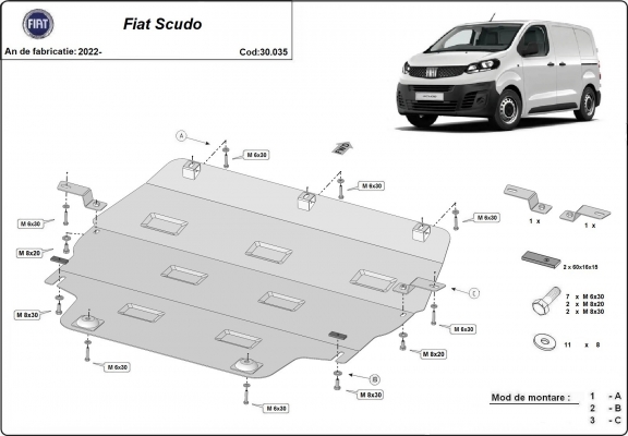 Piastra paramotore di acciaio Fiat Scudo