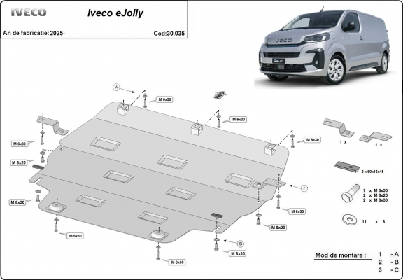 Piastra paramotore di acciaio Iveco eJolly