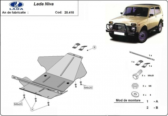 Piastra paramotore di acciaio Lada Niva