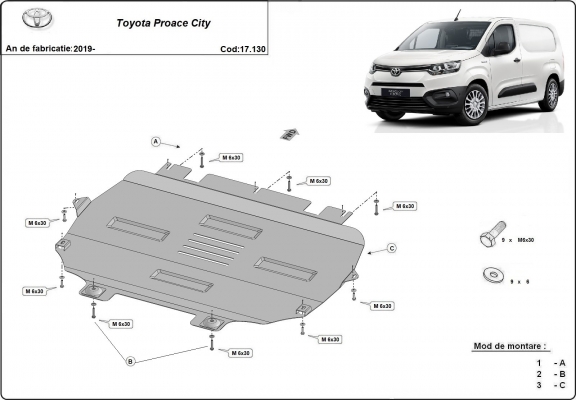 Piastra paramotore di acciaio Toyota Proace City