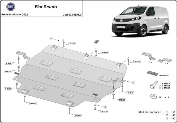 Piastra paramotore di Alluminio Fiat Scudo