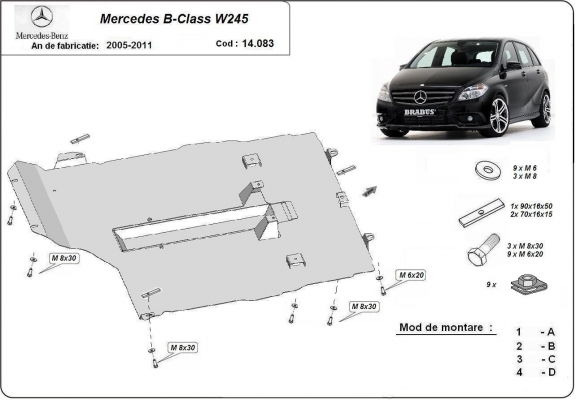 Piastra paramotore di acciaio Mercedes B-Class W245