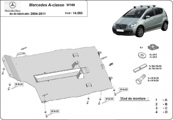 Piastra paramotore di acciaio Mercedes A-Class W169