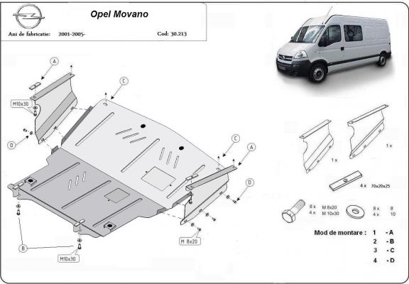 Piastra paramotore di acciaio Opel Movano A 