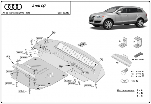 Piastra paramotore di acciaio Audi Q7