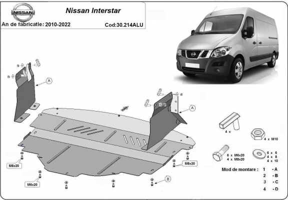Piastra paramotore di Alluminio Nissan Interstar