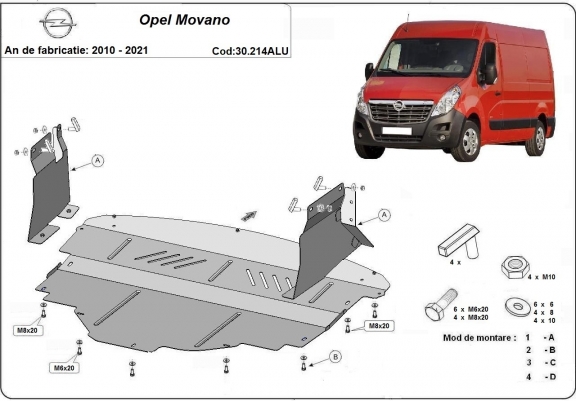 Piastra paramotore di Alluminio Opel Movano