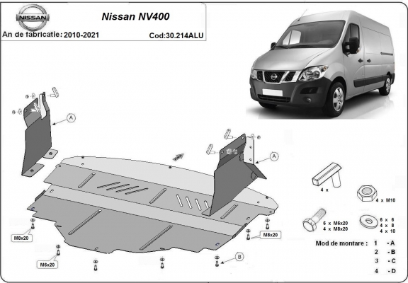 Piastra paramotore di Alluminio Nissan NV400