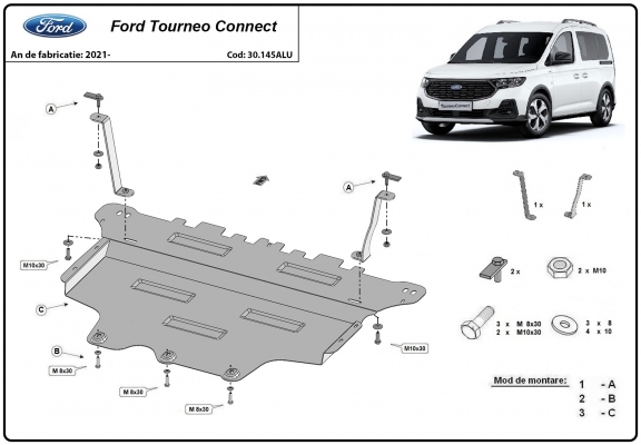 Piastra paramotore di alluminio Ford Tourneo Connect