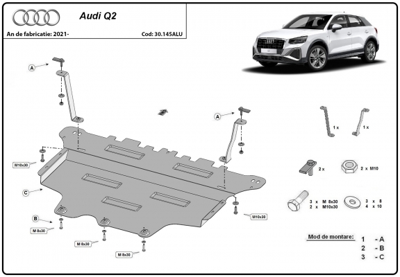 Piastra paramotore di alluminio Audi Q2